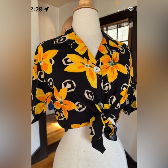 Vibrant Floral Tie-Front Shirt - Picture 1 of 8